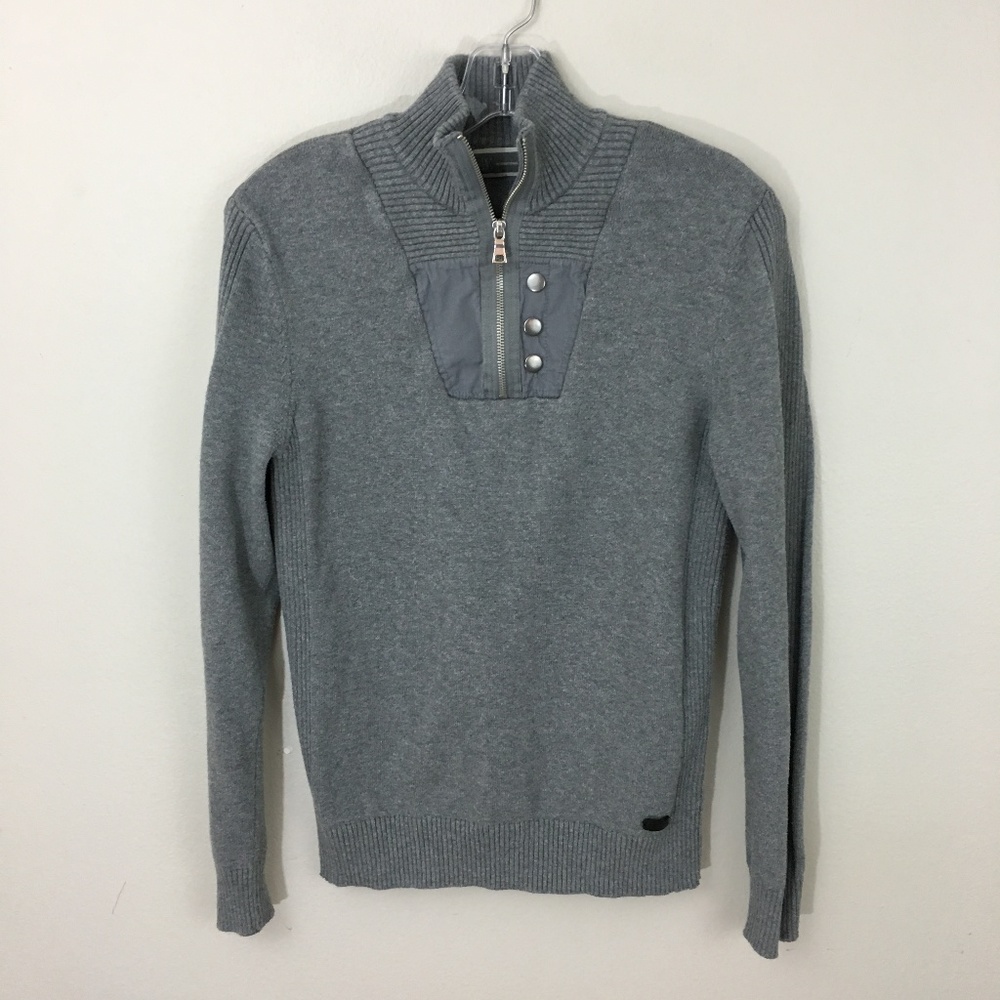 INC Gray Quarter Zip Mock Neck Sweater